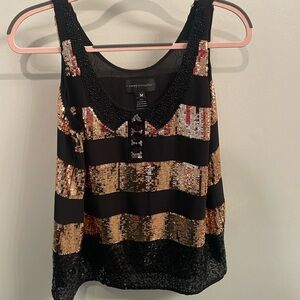 Black & gold sequin top